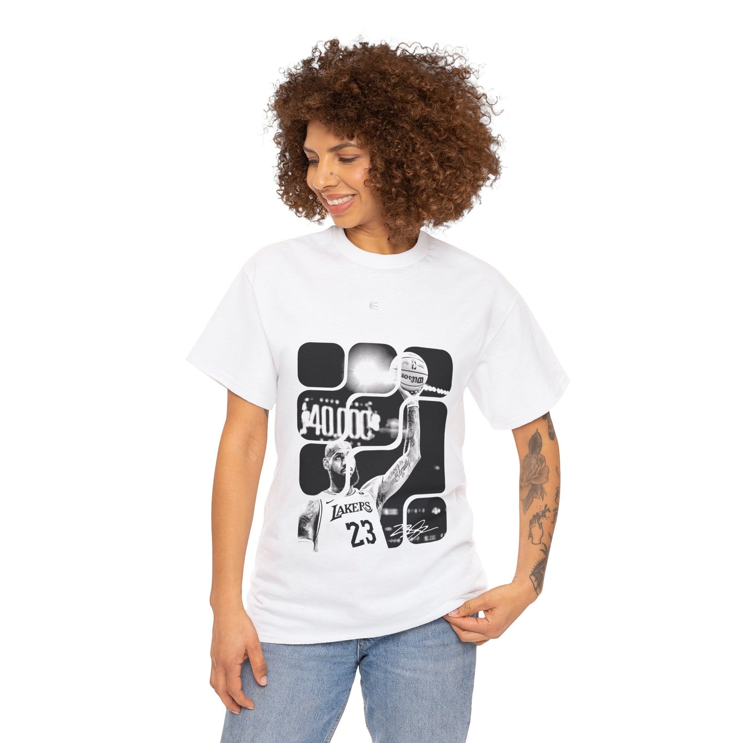 40 4THE KING SIGNATURE WHT/BLK TEE